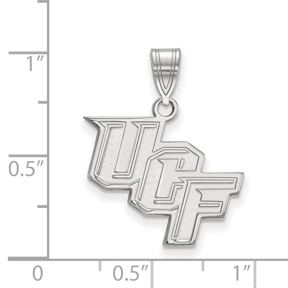 Alternate view of the 14k White Gold Central Florida Medium 'UCF' Pendant by The Black Bow Jewelry Co.