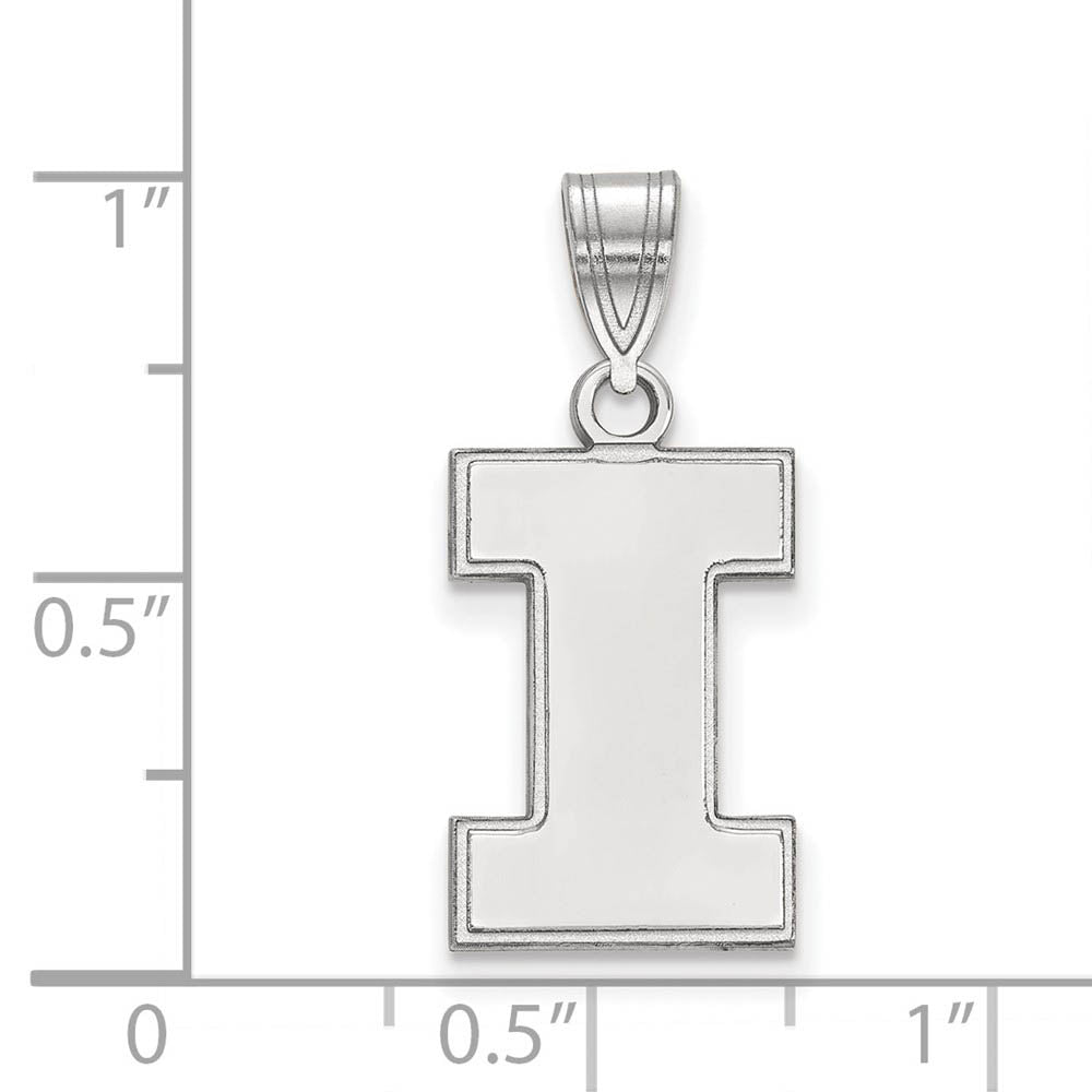 Alternate view of the 14k White Gold U. of Illinois Medium Initial I Pendant by The Black Bow Jewelry Co.