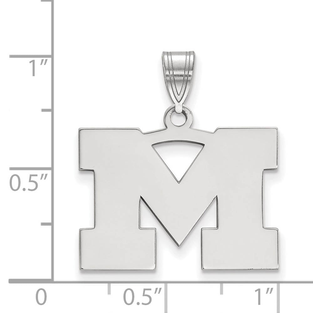 Alternate view of the 14k White Gold U. of Michigan Medium Initial M Pendant by The Black Bow Jewelry Co.