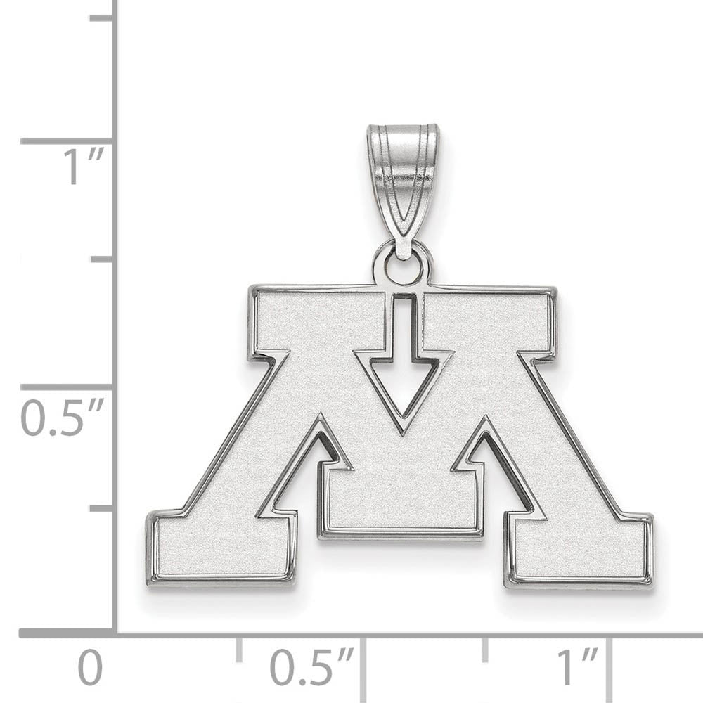 Alternate view of the 14k White Gold U. of Minnesota Medium Initial M Pendant by The Black Bow Jewelry Co.