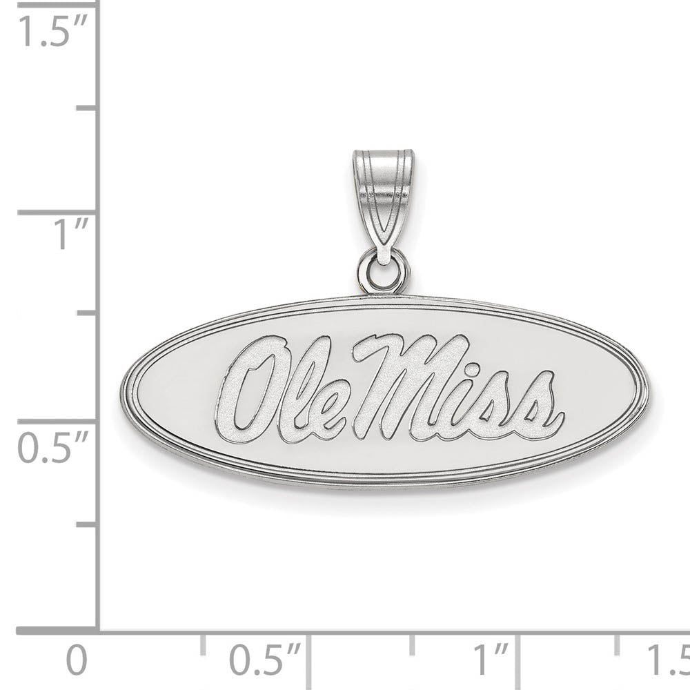 Alternate view of the 14k White Gold U. of Mississippi Medium Oval 'Ole Miss' Pendant by The Black Bow Jewelry Co.