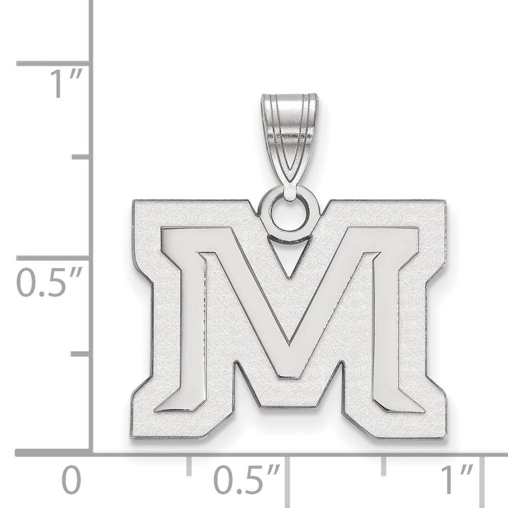 Alternate view of the 14k White Gold Montana State Medium 'M' Pendant by The Black Bow Jewelry Co.