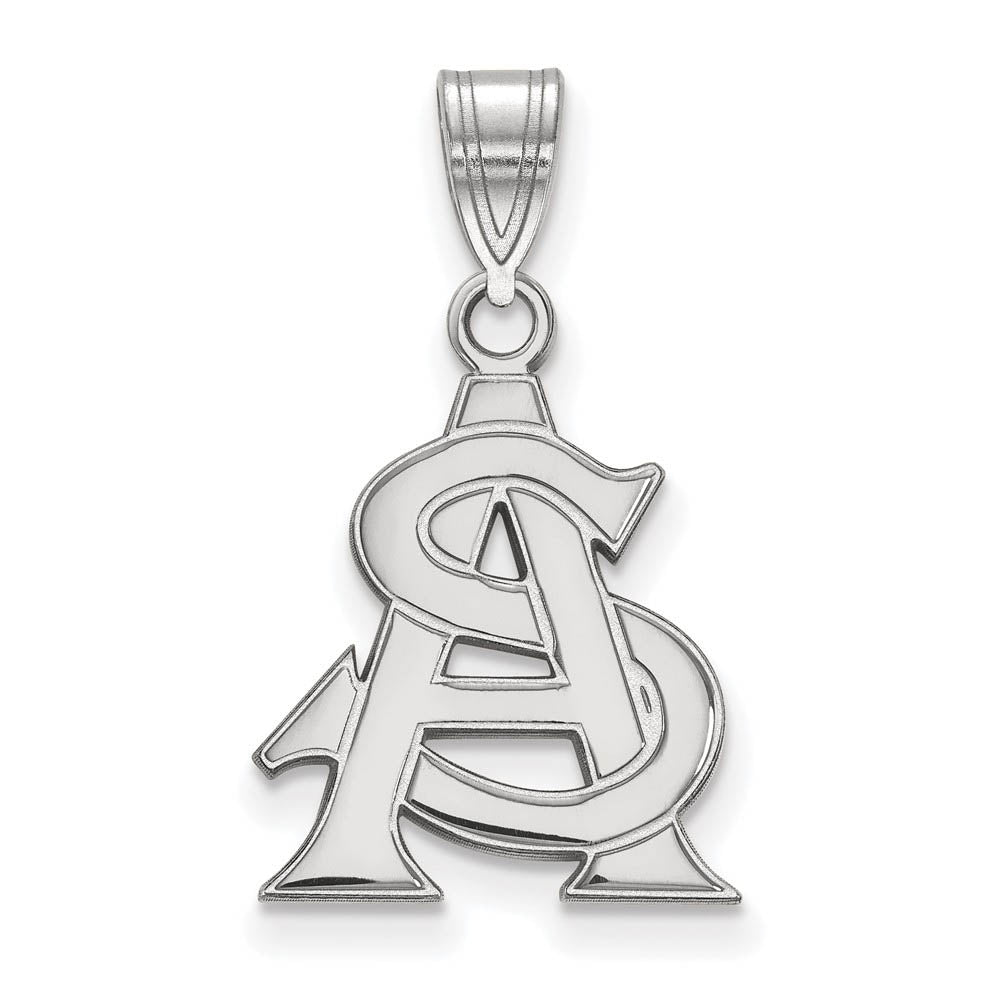 14k White Gold Arizona State Medium Pendant, Item P18966 by The Black Bow Jewelry Co.