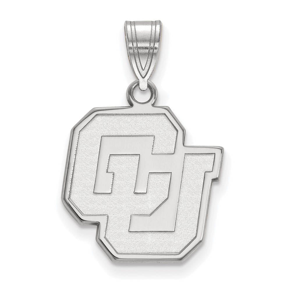 14k White Gold U of Colorado Medium Pendant, Item P18969 by The Black Bow Jewelry Co.