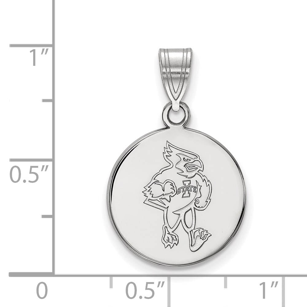 Alternate view of the 14k White Gold Iowa State Medium Disc Pendant by The Black Bow Jewelry Co.