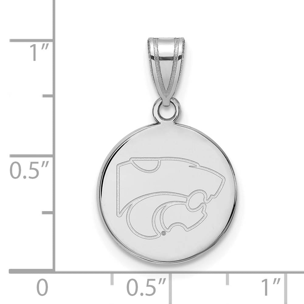 Alternate view of the 14k White Gold Kansas State Medium Disc Pendant by The Black Bow Jewelry Co.