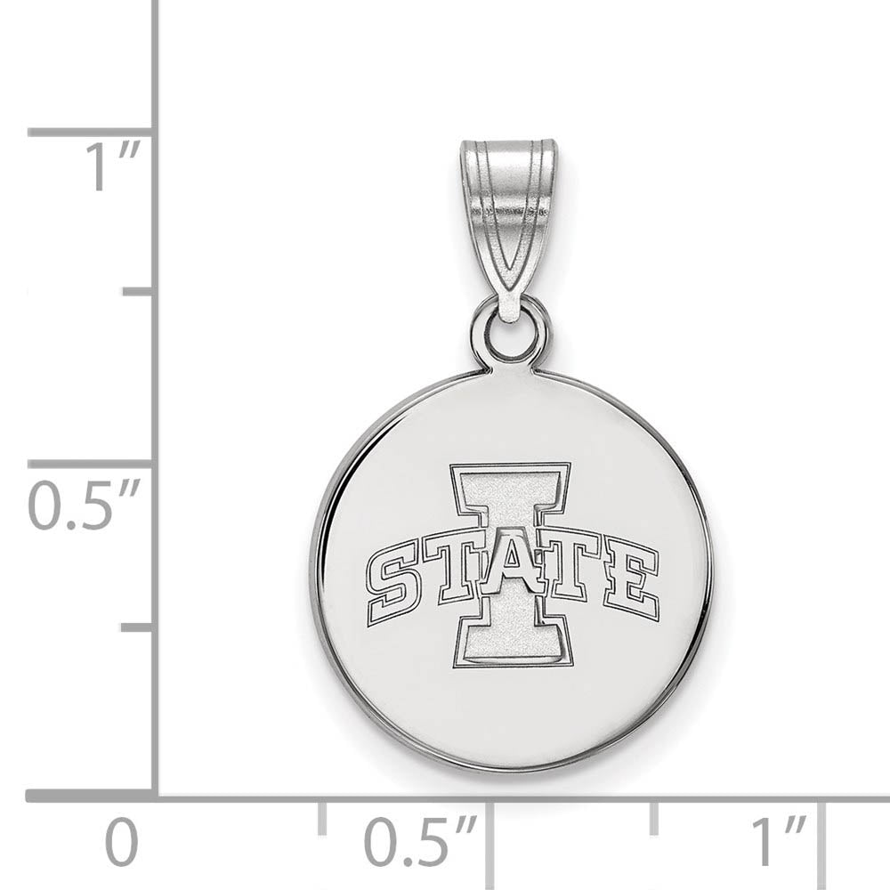 Alternate view of the 14k White Gold Iowa State Medium 'I STATE' Disc Pendant by The Black Bow Jewelry Co.
