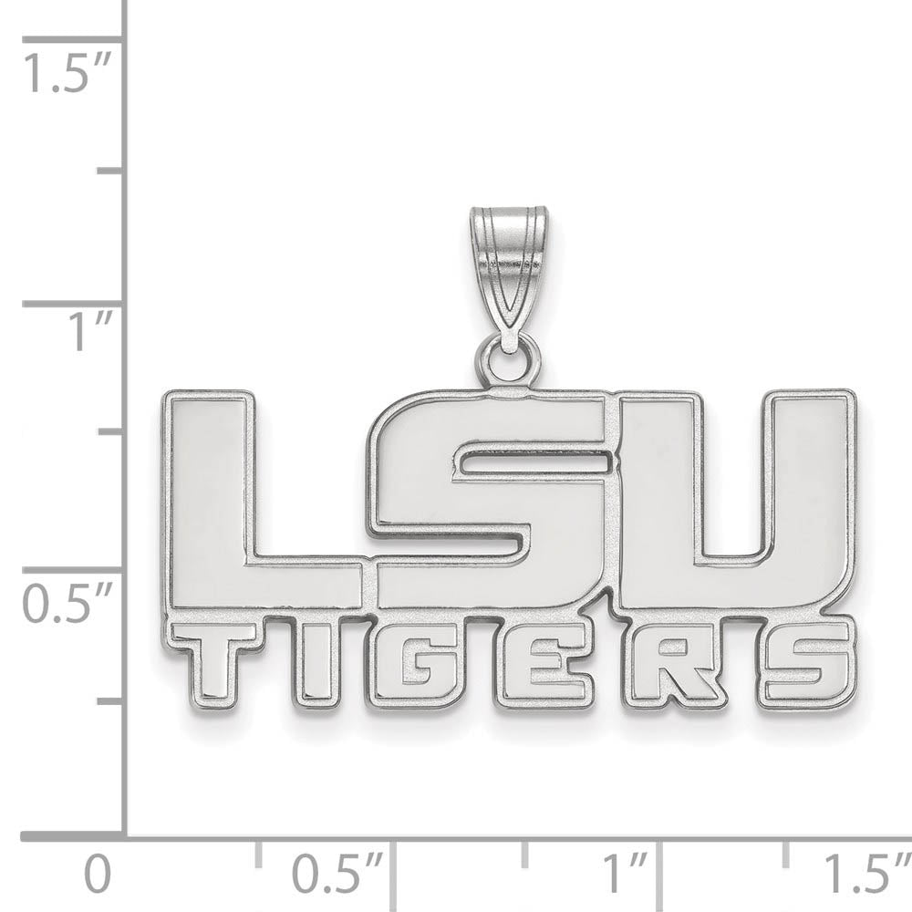 Alternate view of the 14k White Gold Louisiana State Medium 'LSU TIGERS' Pendant by The Black Bow Jewelry Co.