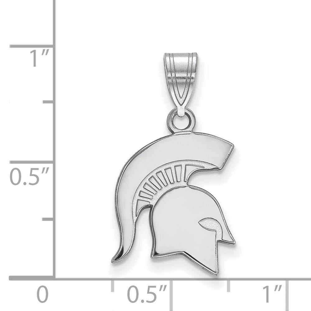 Alternate view of the 14k White Gold Michigan State Medium Logo Pendant by The Black Bow Jewelry Co.