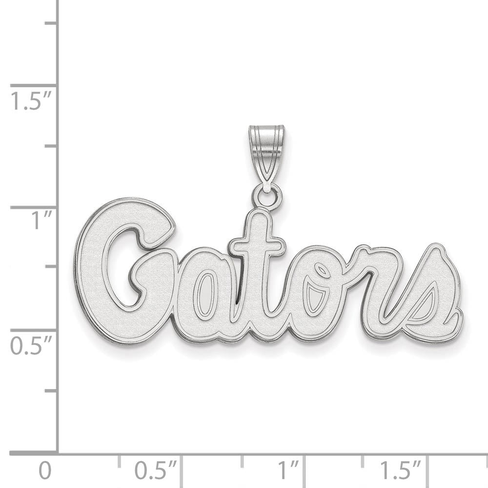 Alternate view of the 14k White Gold U of Florida Medium 'Gators' Pendant by The Black Bow Jewelry Co.
