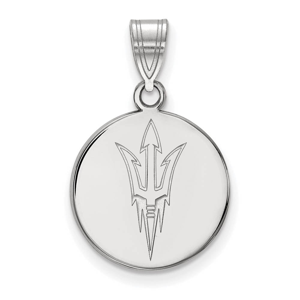 14k White Gold Arizona State Medium Disc Pendant, Item P19015 by The Black Bow Jewelry Co.