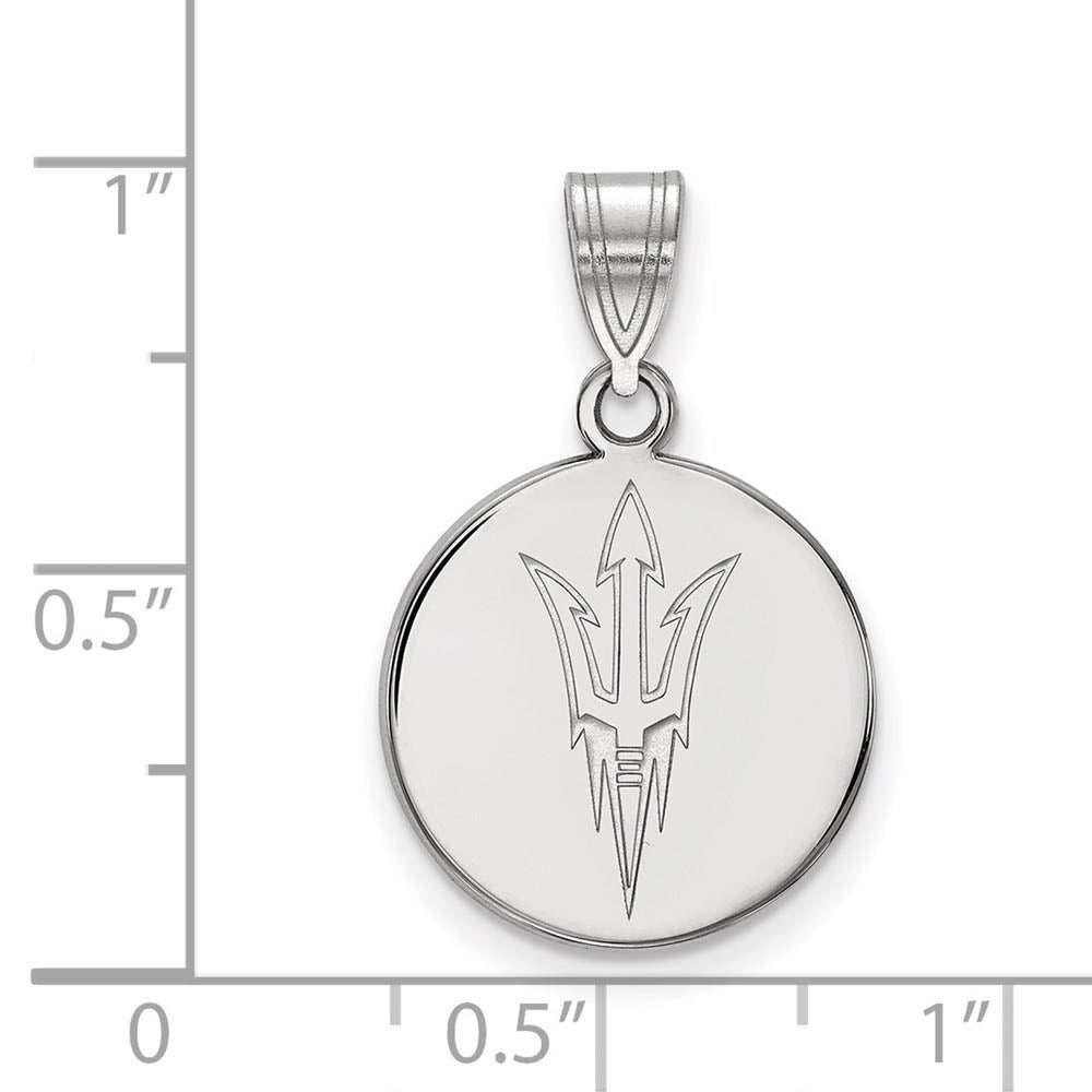Alternate view of the 14k White Gold Arizona State Medium Disc Pendant by The Black Bow Jewelry Co.