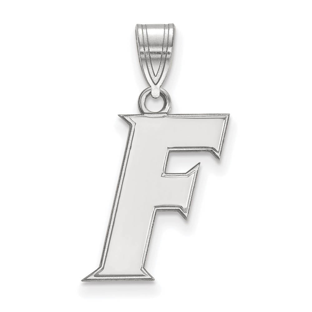 14k White Gold U of Florida Medium Initial F Pendant, Item P19022 by The Black Bow Jewelry Co.