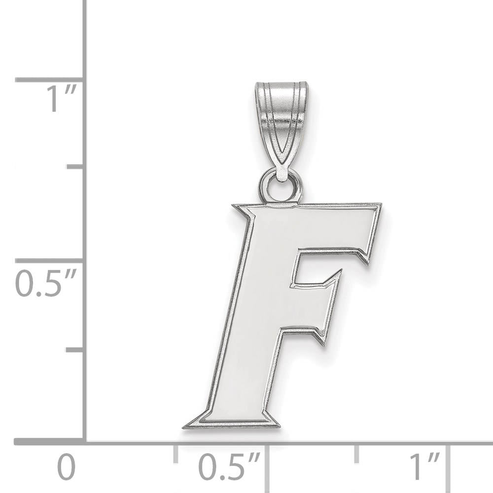 Alternate view of the 14k White Gold U of Florida Medium Initial F Pendant by The Black Bow Jewelry Co.