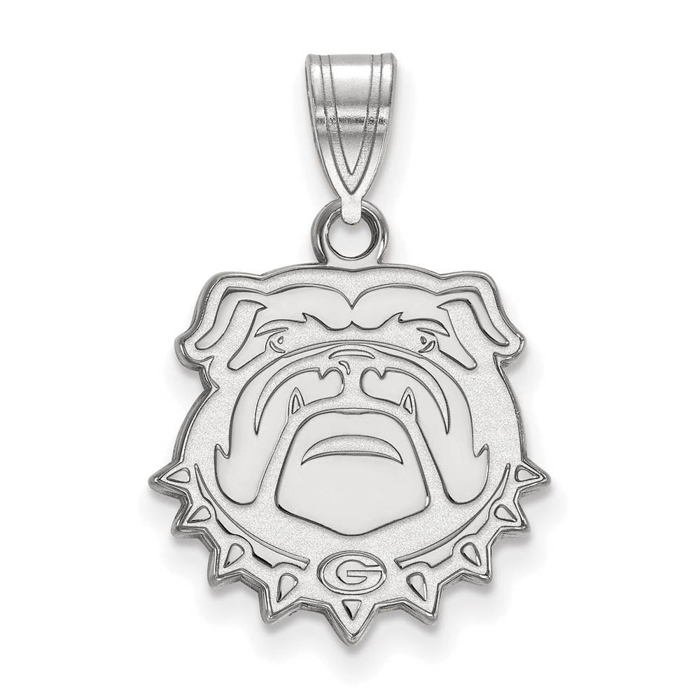 14k White Gold U. of Georgia Medium Bulldog Pendant, Item P19037 by The Black Bow Jewelry Co.
