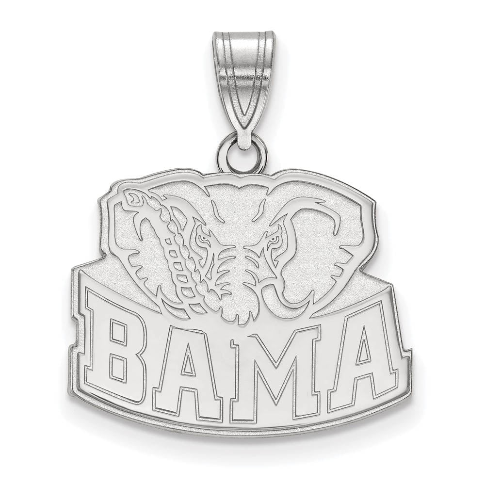 14k White Gold U. of Alabama Medium Pendant, Item P19041 by The Black Bow Jewelry Co.