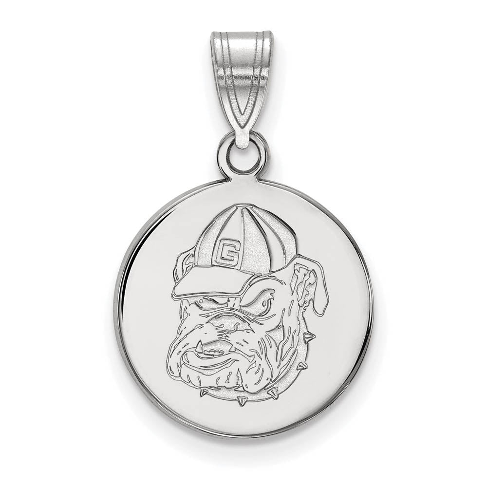 14k White Gold U. of Georgia Medium Mascot Disc Pendant, Item P19043 by The Black Bow Jewelry Co.