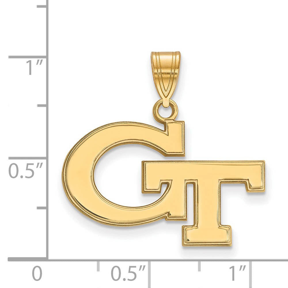 Alternate view of the 14k Yellow Gold Georgia Technology Medium 'GT' Pendant by The Black Bow Jewelry Co.