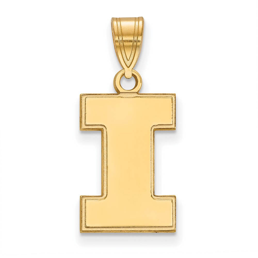 14k Yellow Gold U. of Illinois Medium Initial I Pendant, Item P19086 by The Black Bow Jewelry Co.