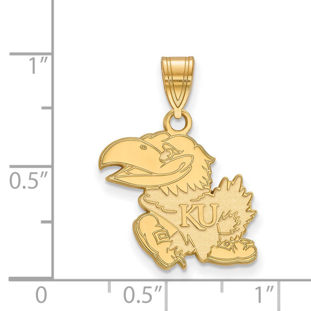 Alternate view of the 14k Yellow Gold U. of Kansas Medium Mascot Pendant by The Black Bow Jewelry Co.