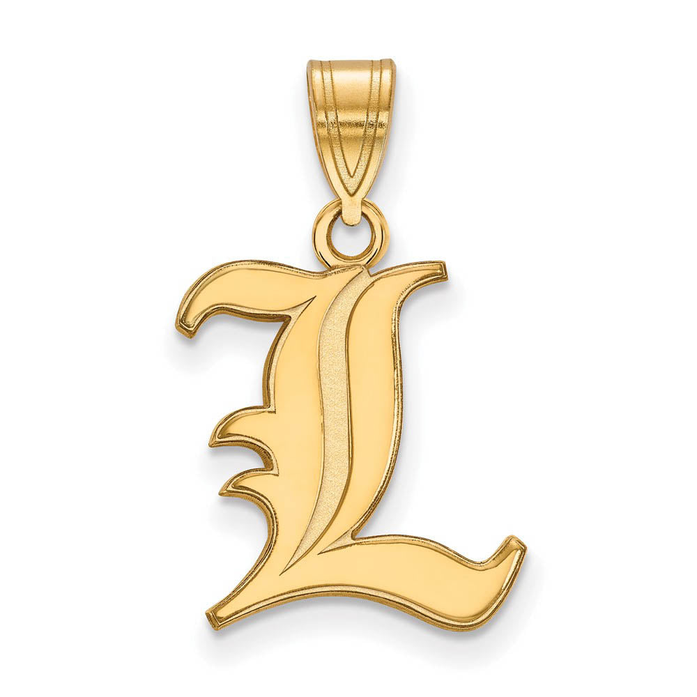14k Yellow Gold U. of Louisville Medium Pendant, Item P19089 by The Black Bow Jewelry Co.