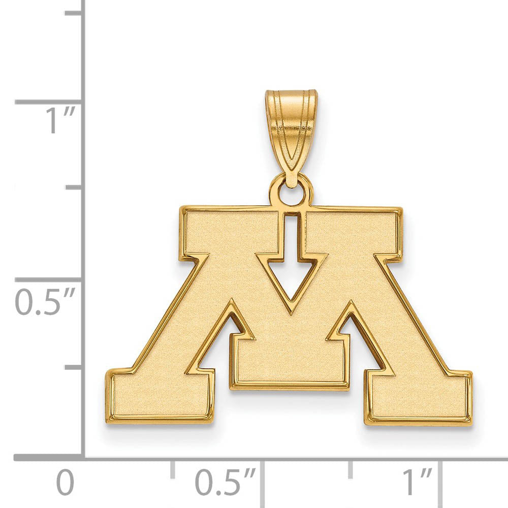 Alternate view of the 14k Yellow Gold U. of Minnesota Medium Initial M Pendant by The Black Bow Jewelry Co.