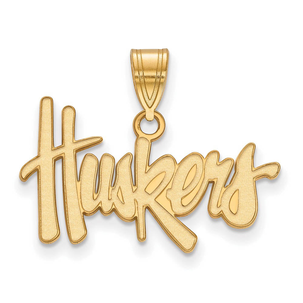 14k Yellow Gold U. of Nebraska Medium 'Huskers' Pendant, Item P19096 by The Black Bow Jewelry Co.