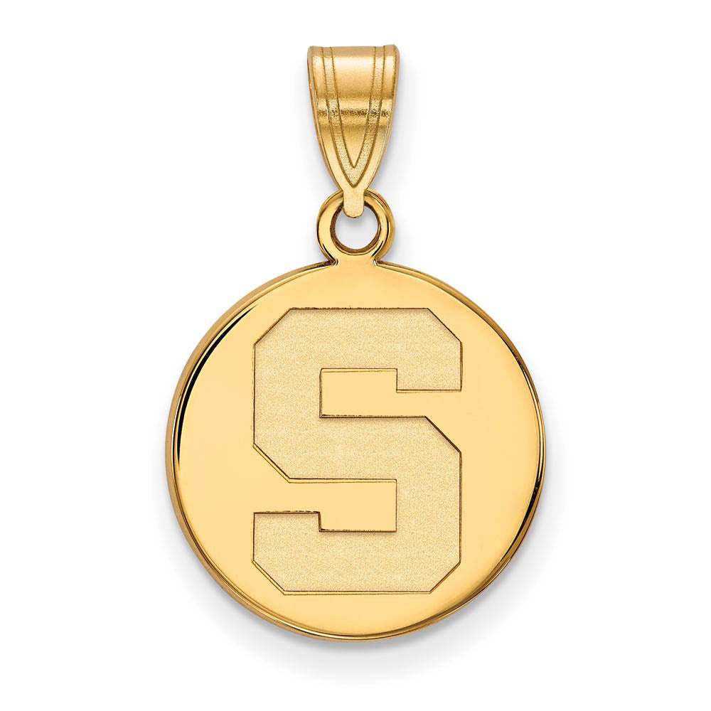 14k Yellow Gold Michigan State Medium Initial S Disc Pendant, Item P19140 by The Black Bow Jewelry Co.
