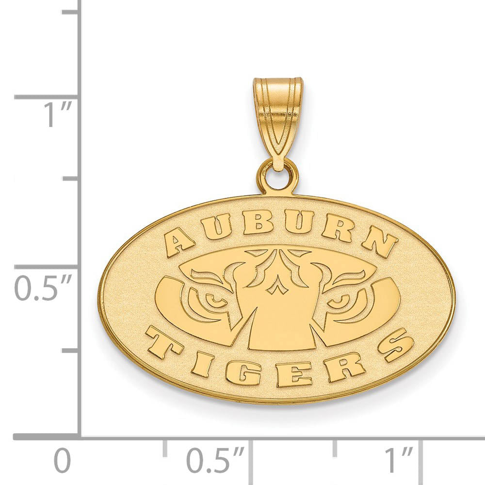 Alternate view of the 14k Yellow Gold Auburn U Medium Oval Logo Pendant by The Black Bow Jewelry Co.