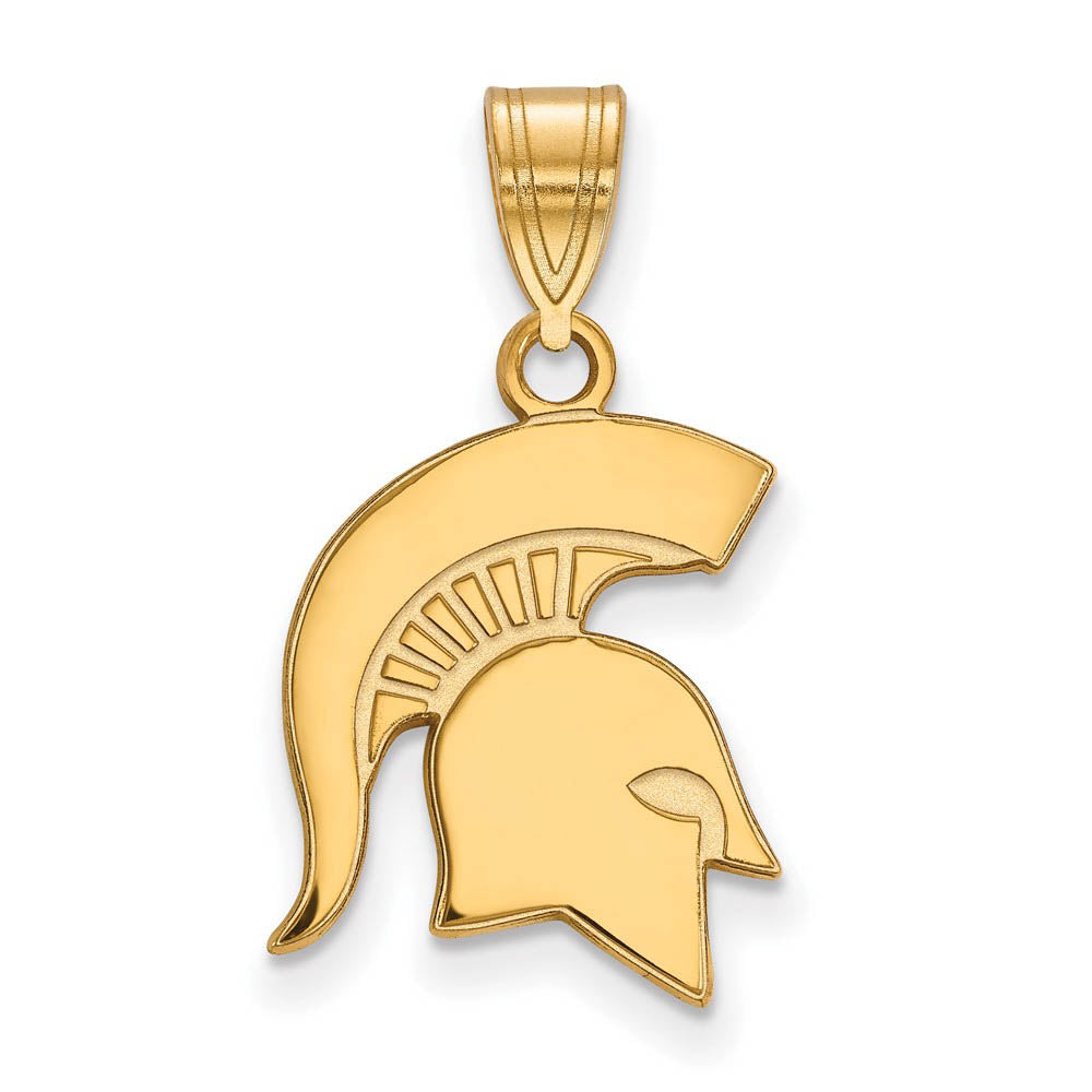 14k Yellow Gold Michigan State Medium Logo Pendant, Item P19158 by The Black Bow Jewelry Co.