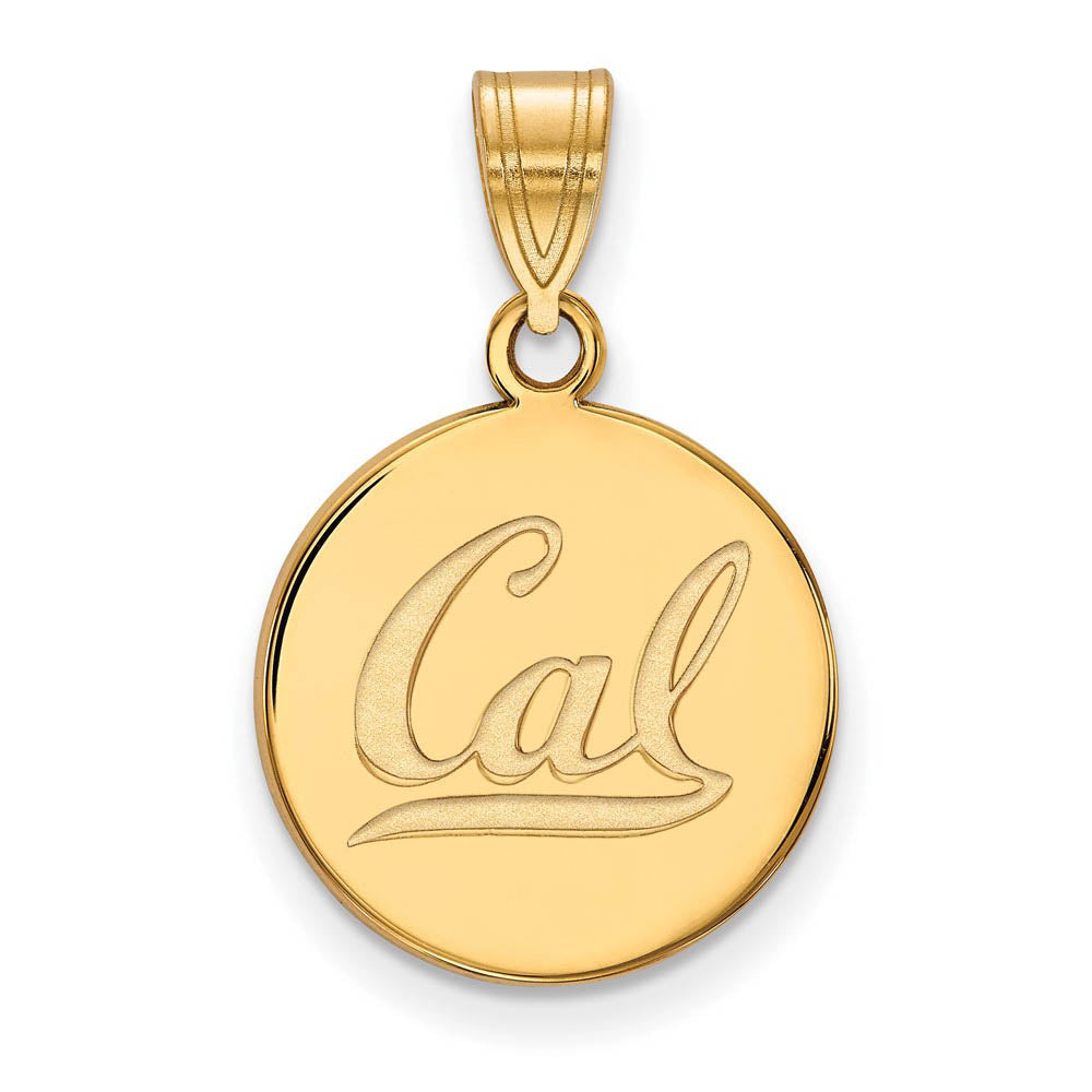 14k Yellow Gold California Berkeley Medium 'Cal' Disc Pendant, Item P19160 by The Black Bow Jewelry Co.