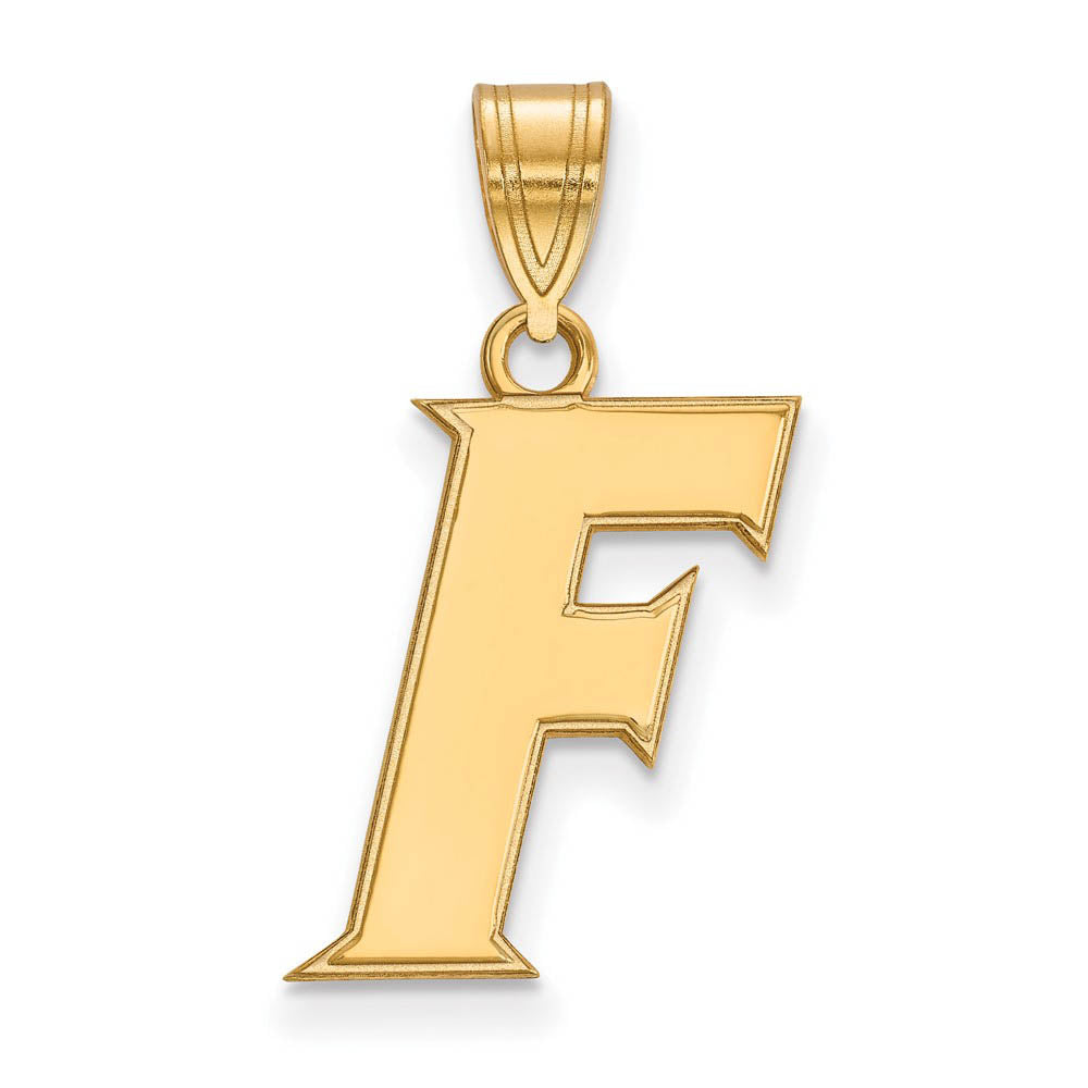 14k Yellow Gold U of Florida Medium Initial F Pendant, Item P19174 by The Black Bow Jewelry Co.