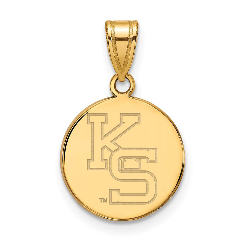 14k Yellow Gold Kansas State Medium Pendant, Item P19182 by The Black Bow Jewelry Co.