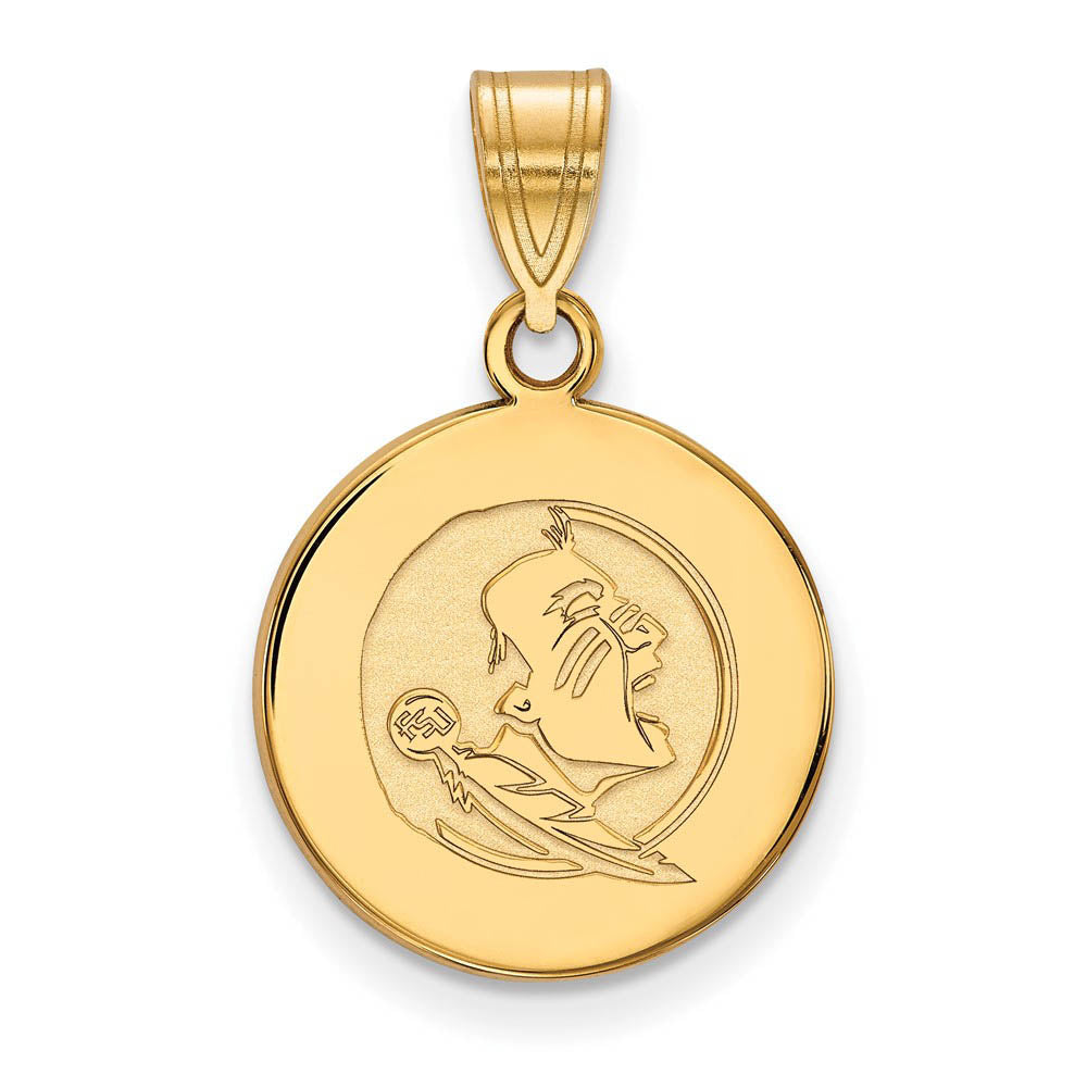 14K Yellow Gold Florida State Medium Disc Pendant, Item P19196 by The Black Bow Jewelry Co.
