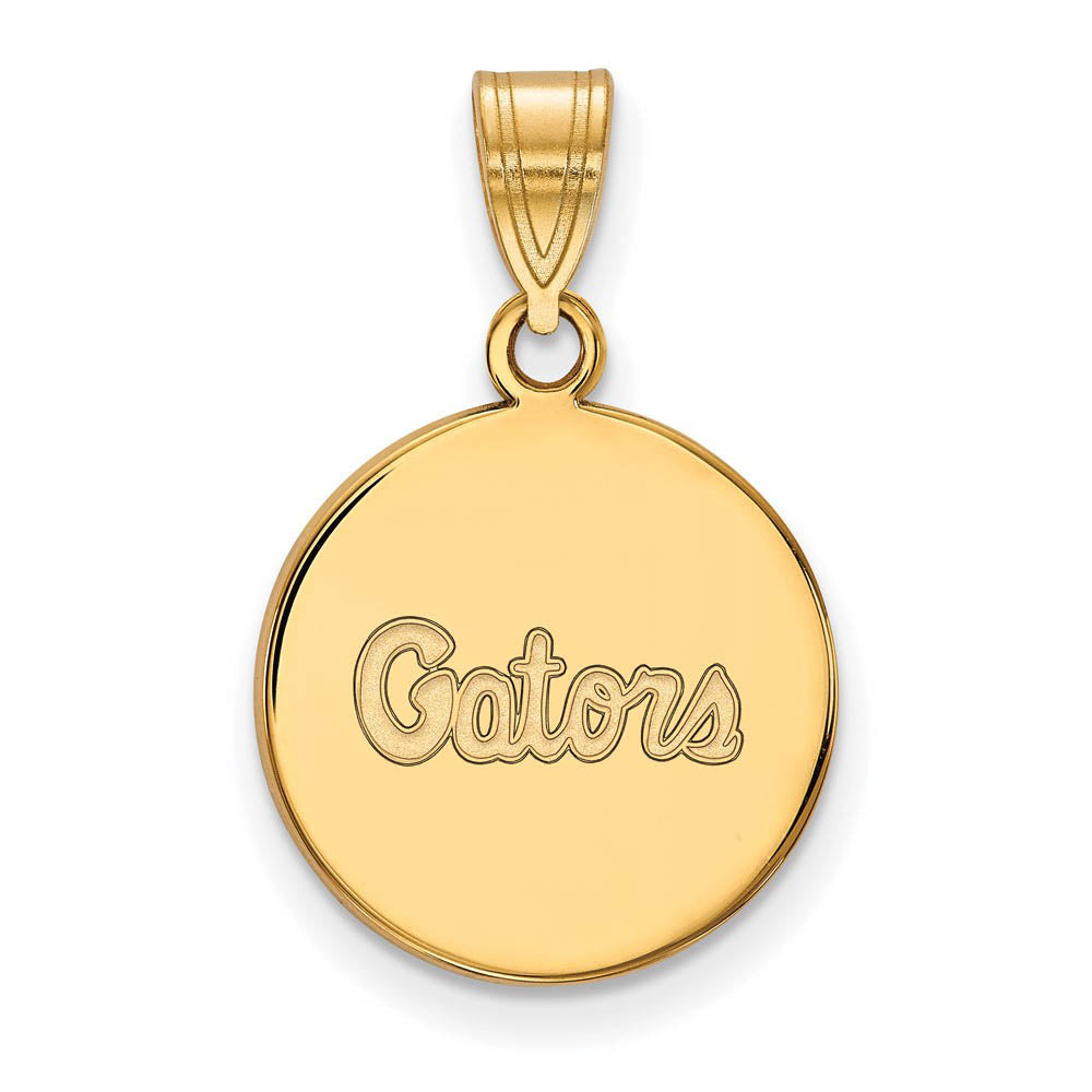14k Yellow Gold U of Florida Medium Disc Pendant, Item P19198 by The Black Bow Jewelry Co.