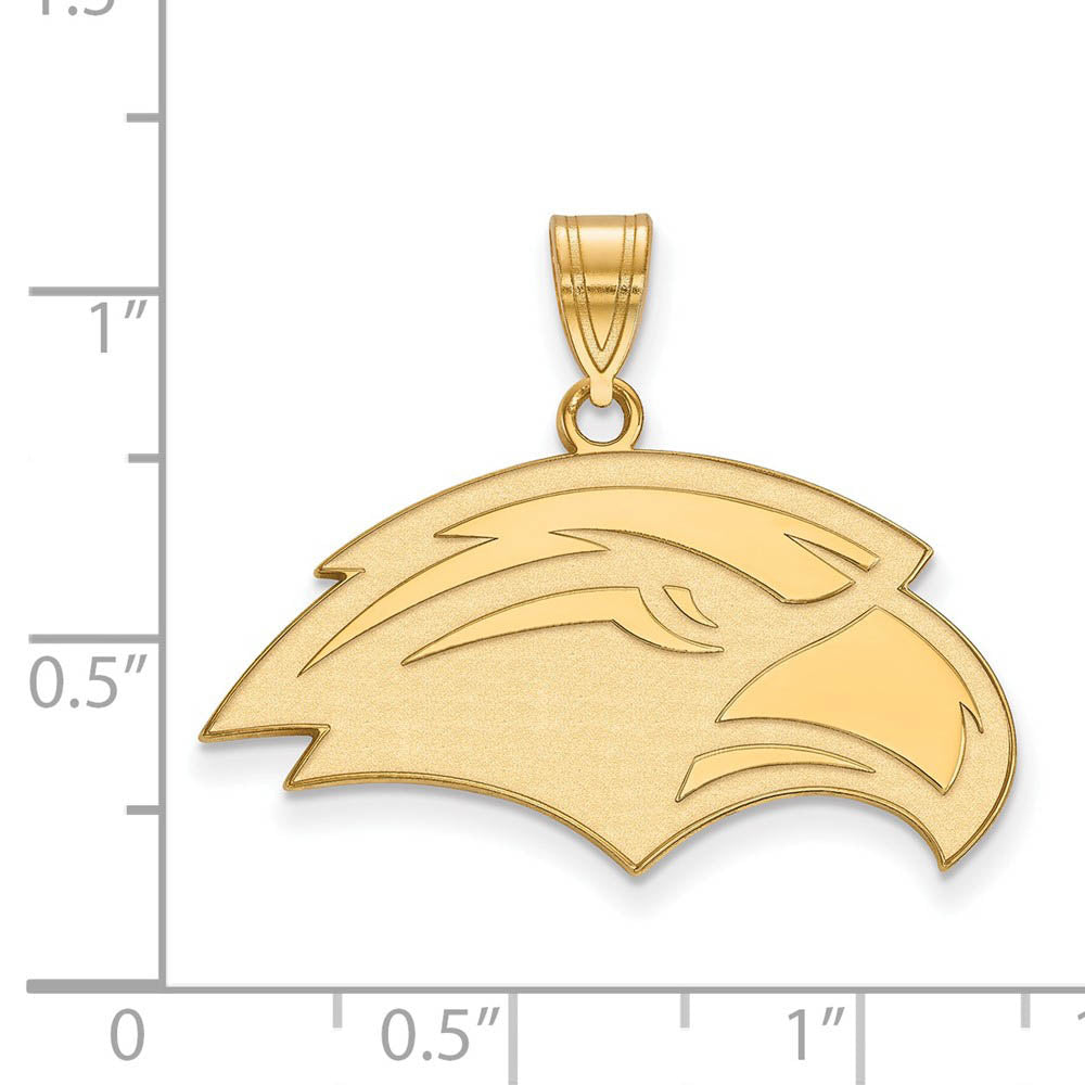 Alternate view of the 14k Gold Plated Silver Southern Miss Medium Pendant by The Black Bow Jewelry Co.