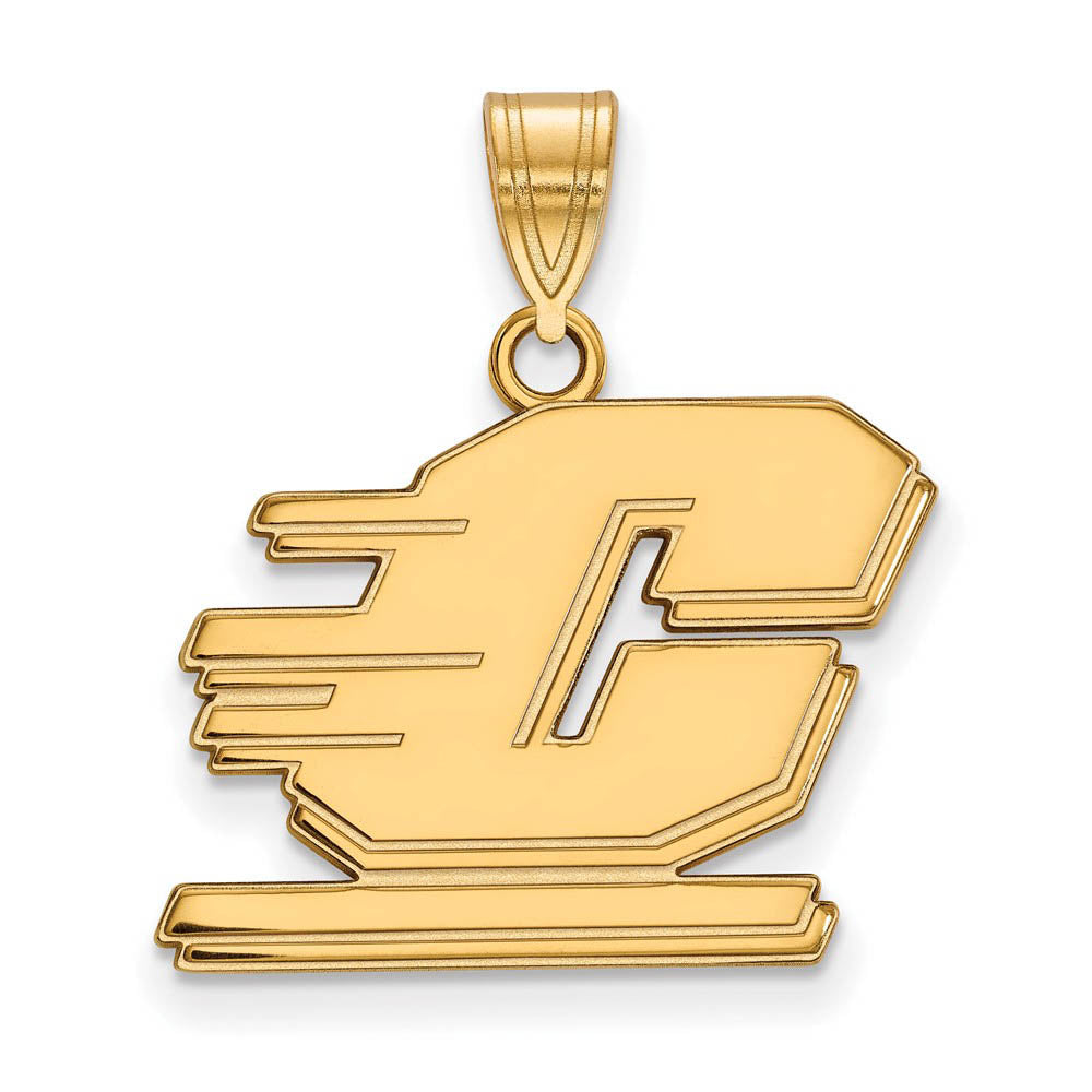 14k Gold Plated Silver Central Michigan U Medium Pendant, Item P19209 by The Black Bow Jewelry Co.