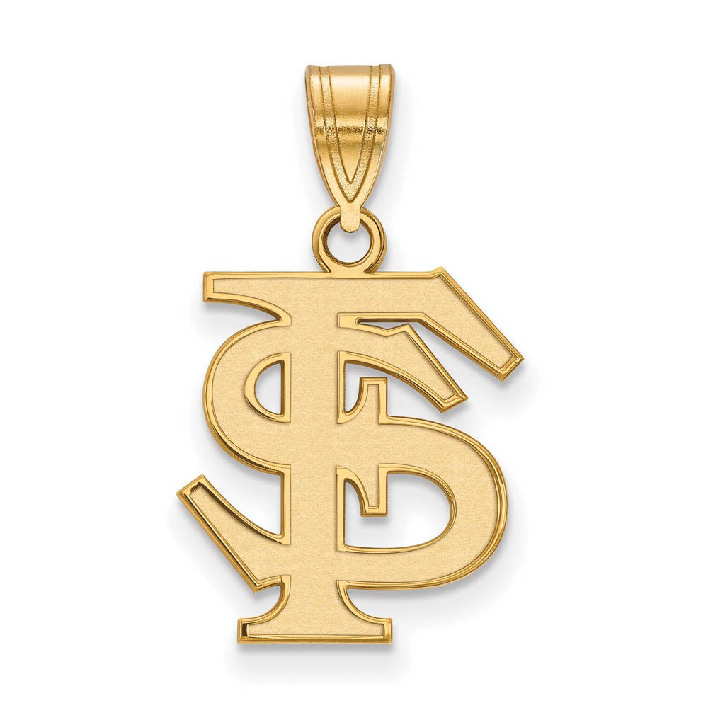 14k Gold Plated Silver Florida State Medium 'FS' Pendant, Item P19214 by The Black Bow Jewelry Co.