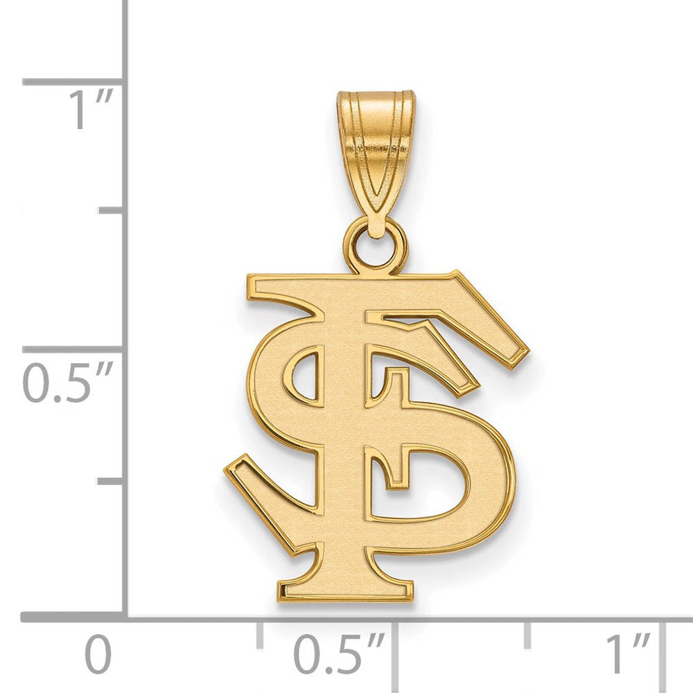 Alternate view of the 14k Gold Plated Silver Florida State Medium 'FS' Pendant by The Black Bow Jewelry Co.