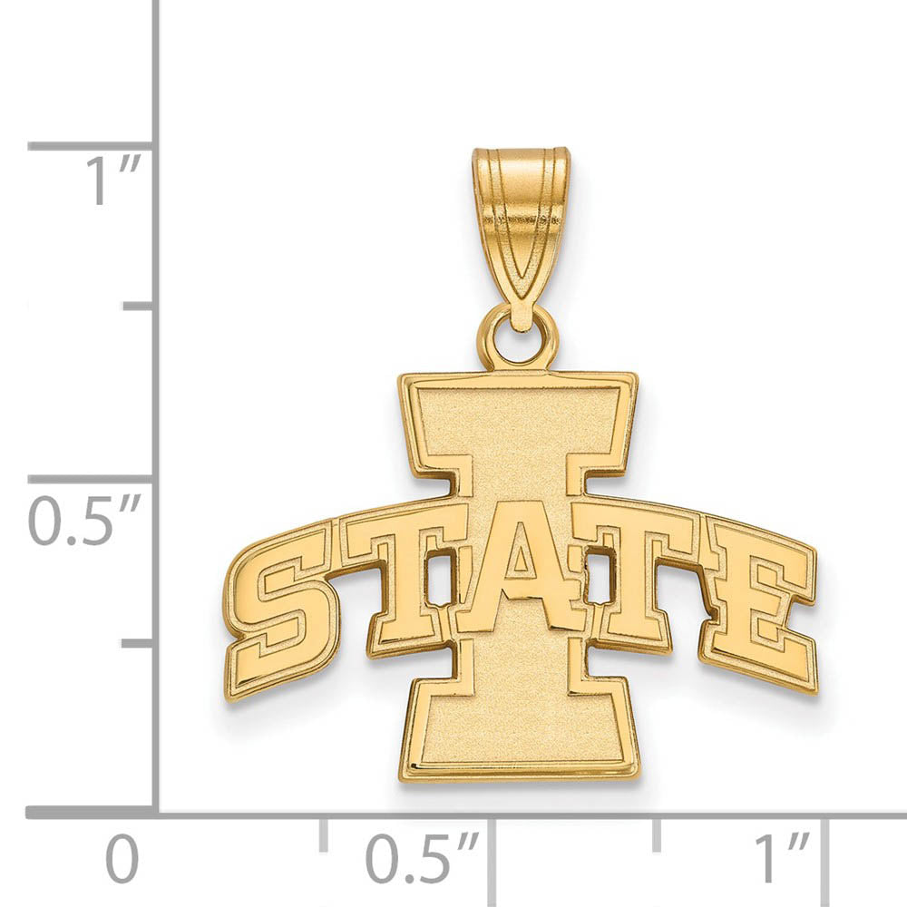 Alternate view of the 14k Gold Plated Silver Iowa State Medium 'I STATE' Pendant by The Black Bow Jewelry Co.