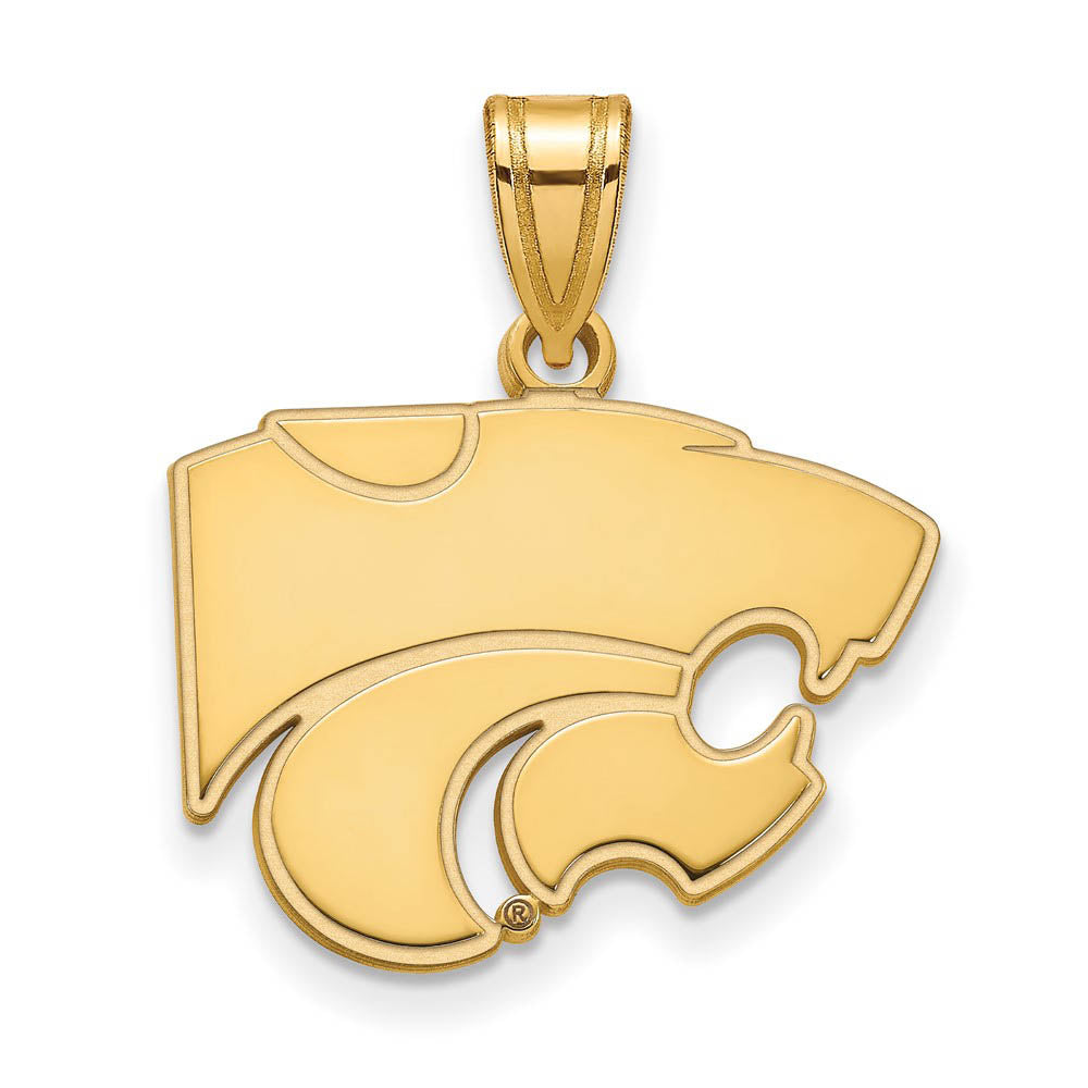 14k Gold Plated Silver Kansas State Medium Mascot Pendant, Item P19219 by The Black Bow Jewelry Co.