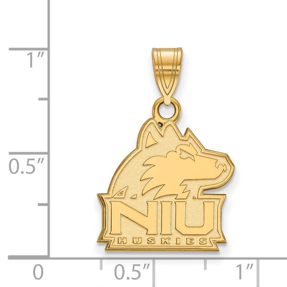 Alternate view of the 14k Gold Plated Silver Northern Illinois U. Medium Pendant by The Black Bow Jewelry Co.