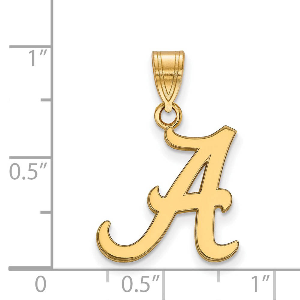 Alternate view of the 14k Gold Plated Silver U. of Alabama Medium Initial A Pendant by The Black Bow Jewelry Co.