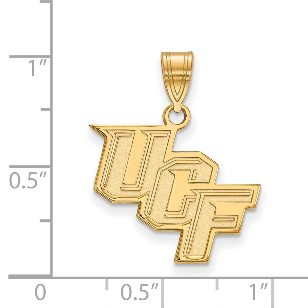 Alternate view of the 14k Gold Plated Silver Central Florida Medium 'UCF' Pendant by The Black Bow Jewelry Co.