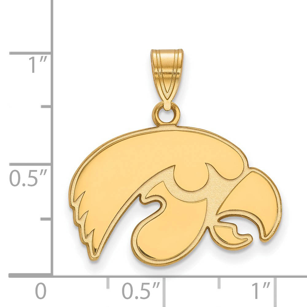 Alternate view of the 14k Gold Plated Silver U. of Iowa Medium Mascot Pendant by The Black Bow Jewelry Co.