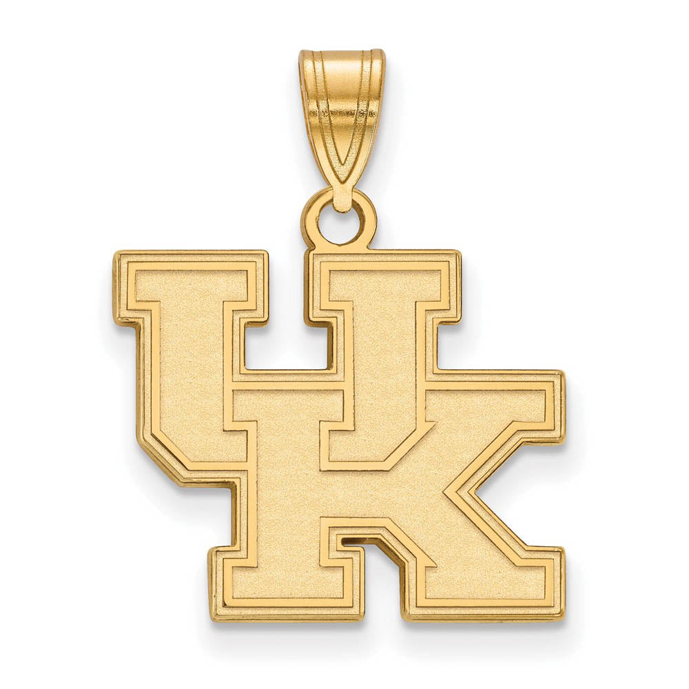 14k Gold Plated Silver U. of Kentucky Medium 'UK' Pendant, Item P19240 by The Black Bow Jewelry Co.