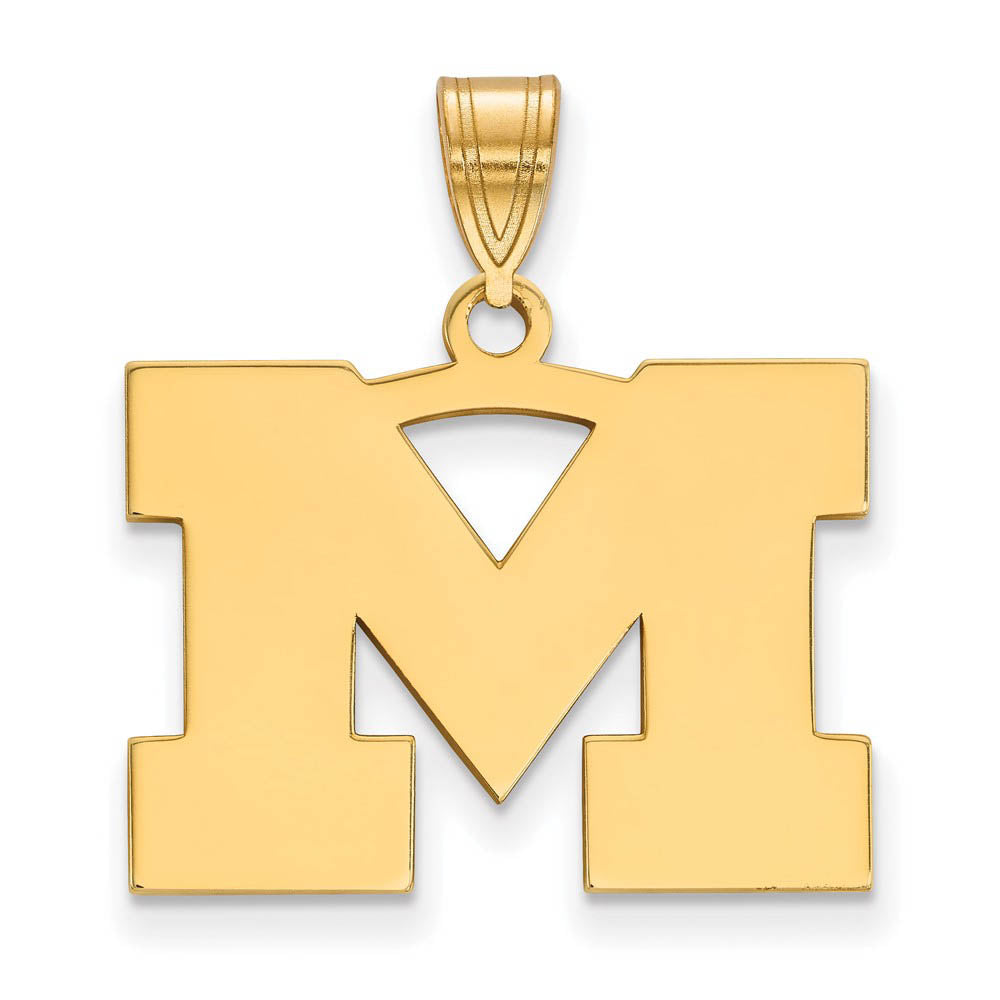14k Gold Plated Silver U. of Michigan Medium Initial M Pendant, Item P19243 by The Black Bow Jewelry Co.