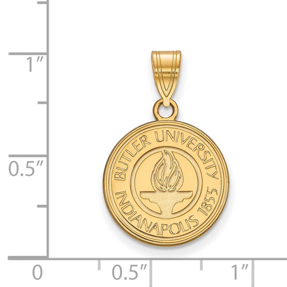 Alternate view of the 14k Gold Plated Silver Butler U Medium Crest Pendant by The Black Bow Jewelry Co.