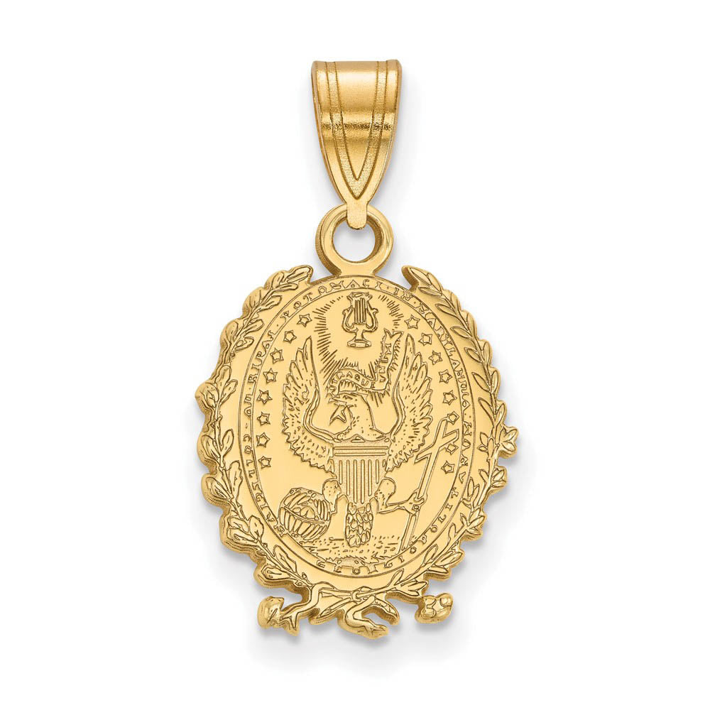 14k Gold Plated Silver Georgetown U Medium Crest Pendant, Item P19262 by The Black Bow Jewelry Co.