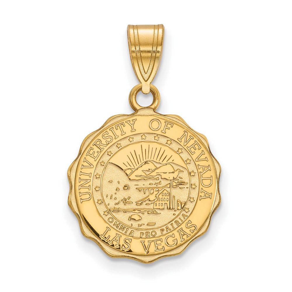 14k Gold Plated Silver U. of Nevada Las Vegas MD Crest Pendant, Item P19271 by The Black Bow Jewelry Co.